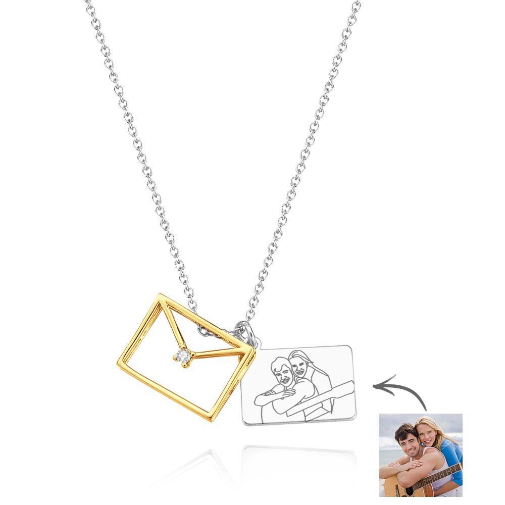 Custom Photo Envelope Letter Necklace