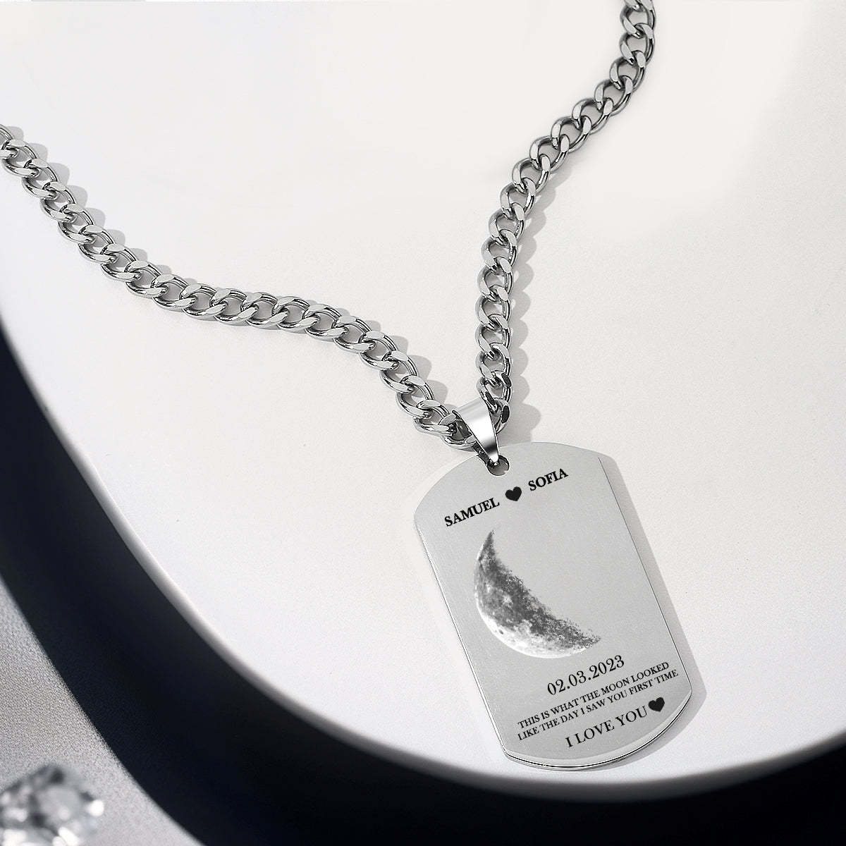Personalized Moon Phase Photo Necklace Chic Chain Necklace Gifts For Lovers - soufeelus