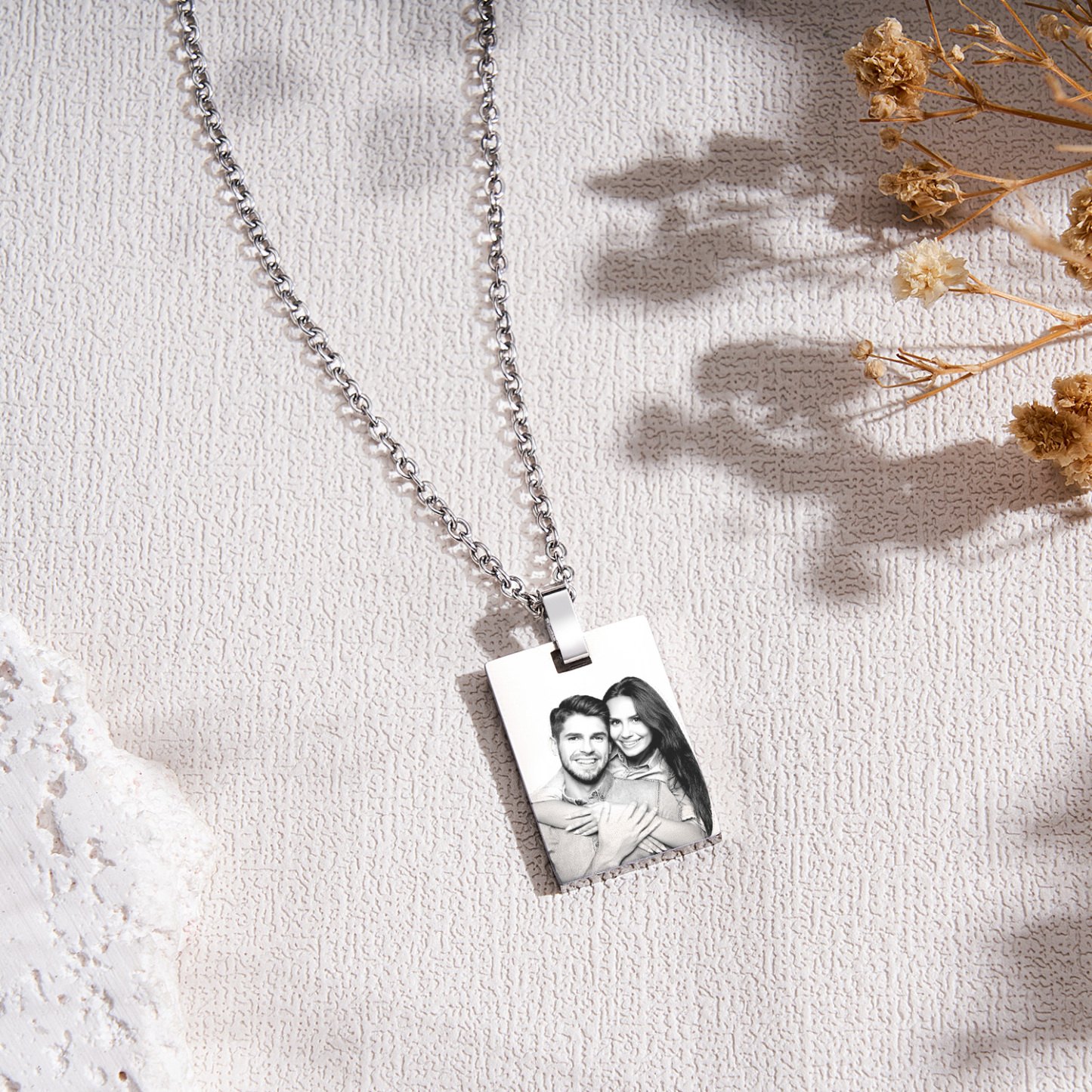 Custom Photo Necklace Gift For Couple