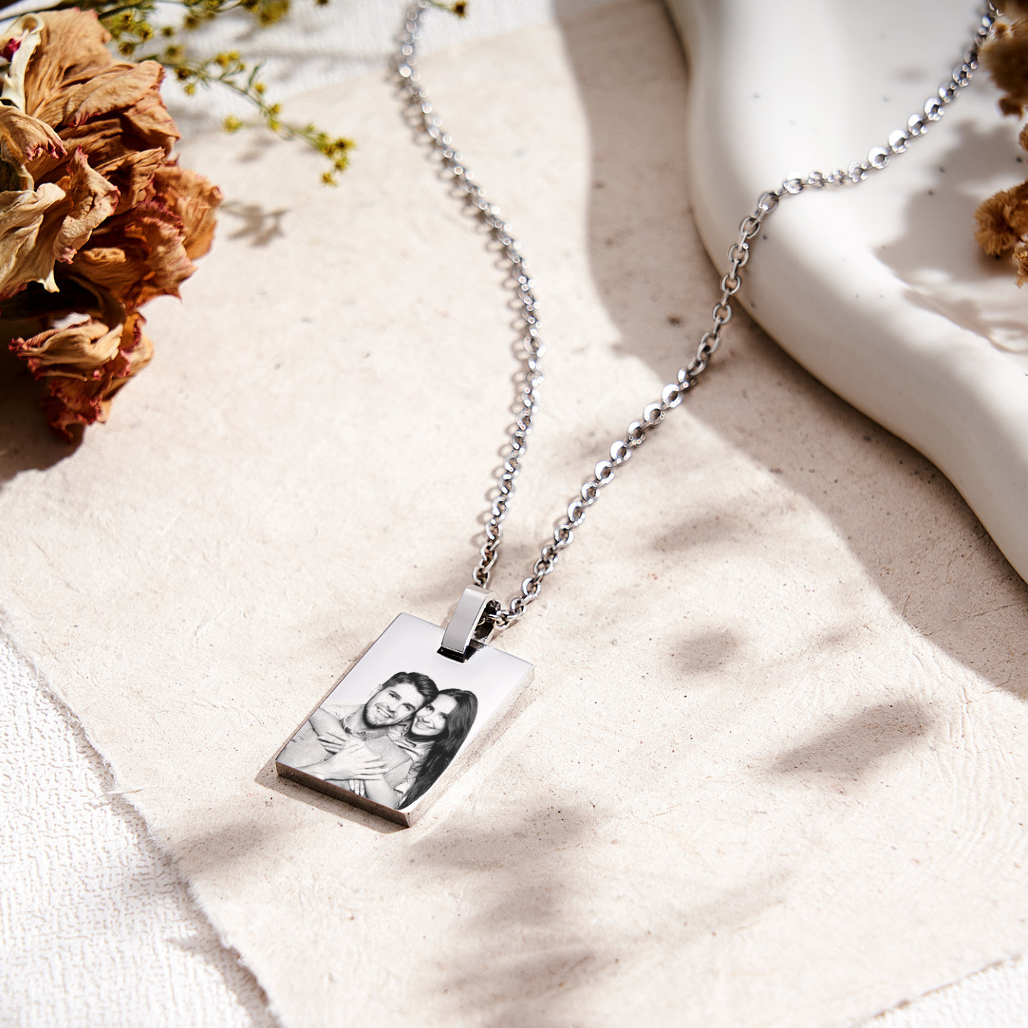 Custom Photo Necklace Gift For Couple
