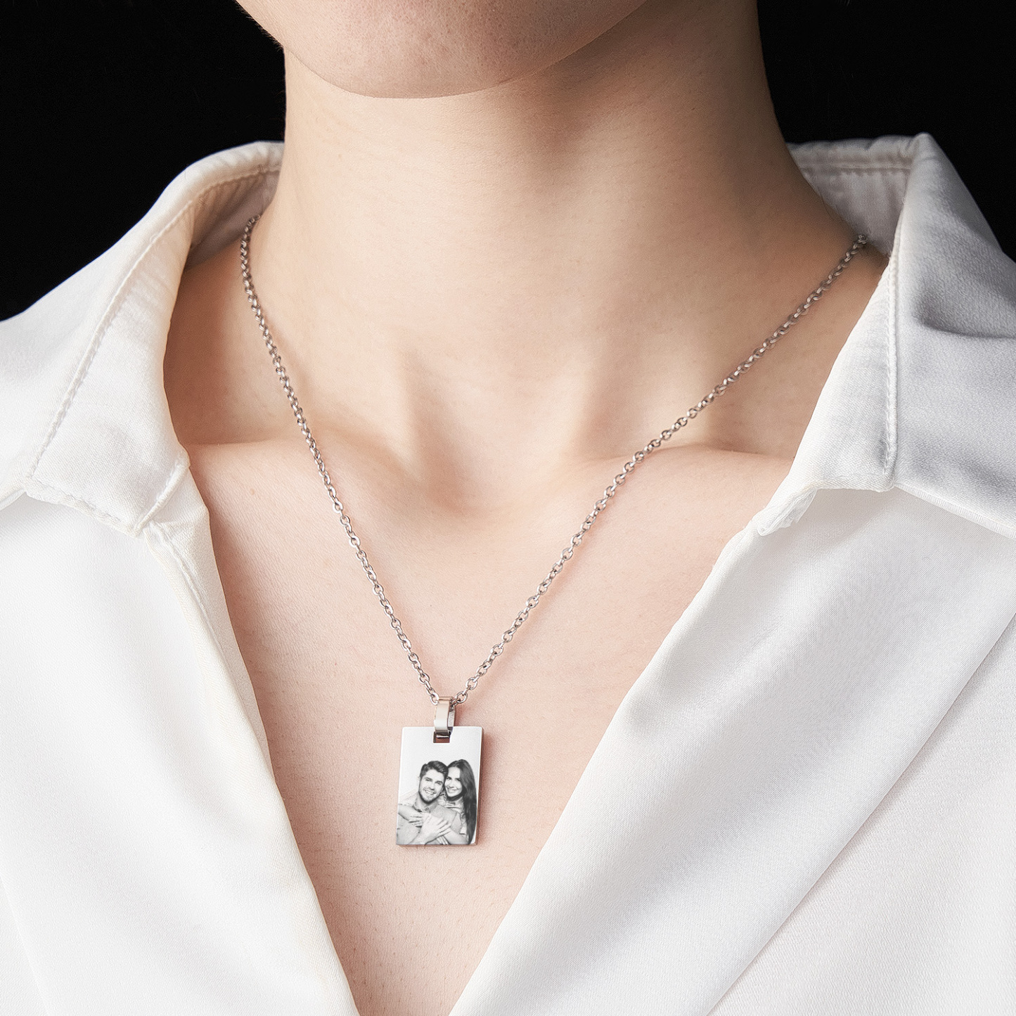 Custom Photo Necklace Gift For Couple