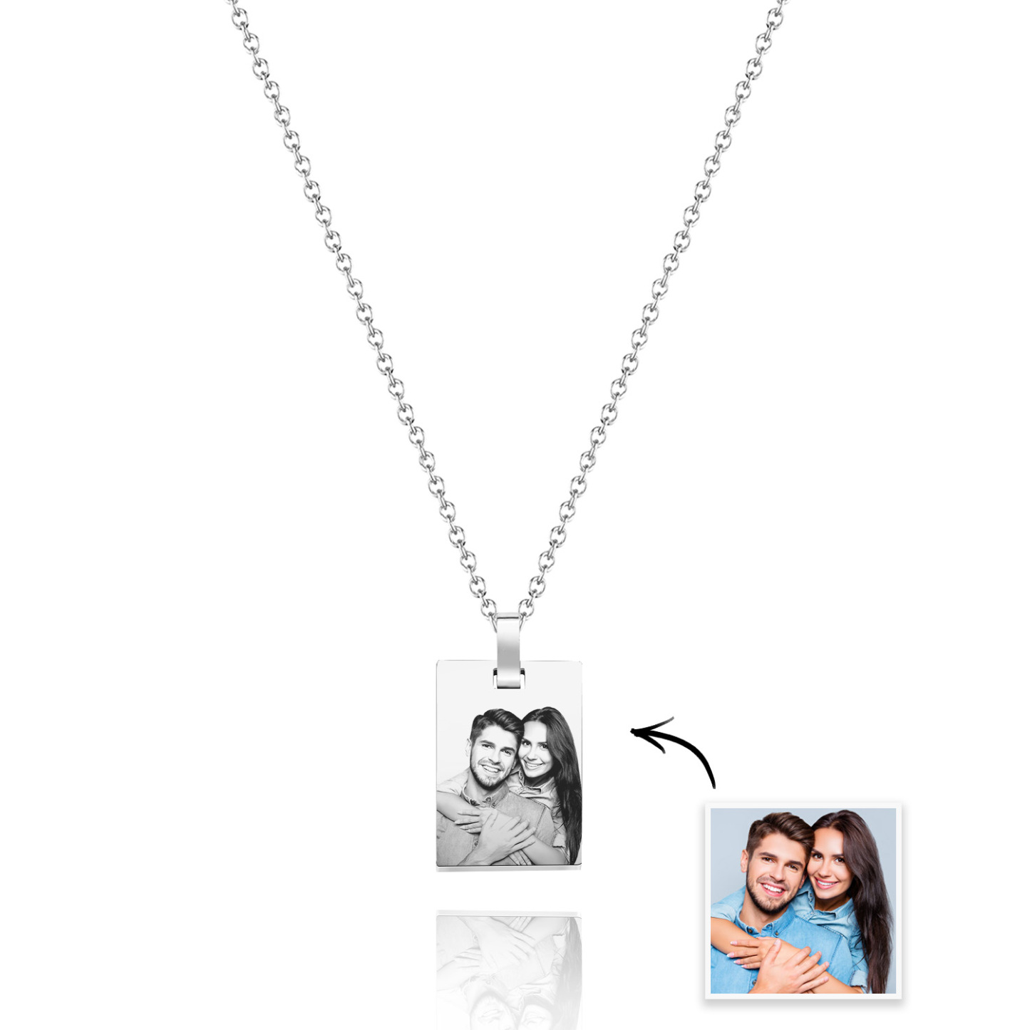 Custom Photo Necklace Gift For Couple
