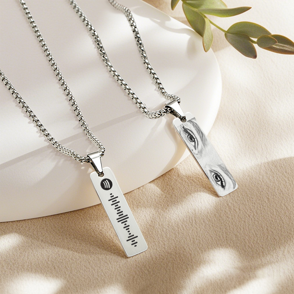 Custom Eyes Photo Necklace Personalization Spotify Code Jewelry Photo Eye Necklace Best Gifts for Her - soufeelus