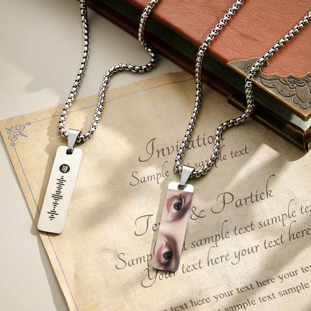 Personalization Colorful Eyes Custom Photo Necklace Custom Spotify Code Jewelry Best Gifts for Her - soufeelus