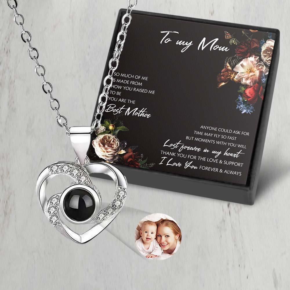 Custom Projection Necklace Elegant Heart Photo Necklace Gift for Mom Best Mother's Day Gift - soufeelus