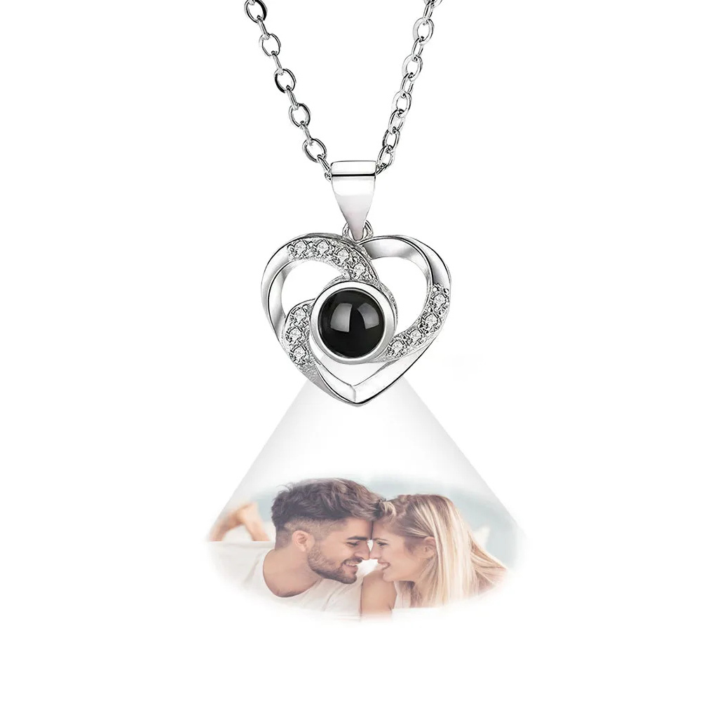 Custom Projection Necklace Elegant Heart Photo Necklace Gift for Mom Best Mother's Day Gift - soufeelus