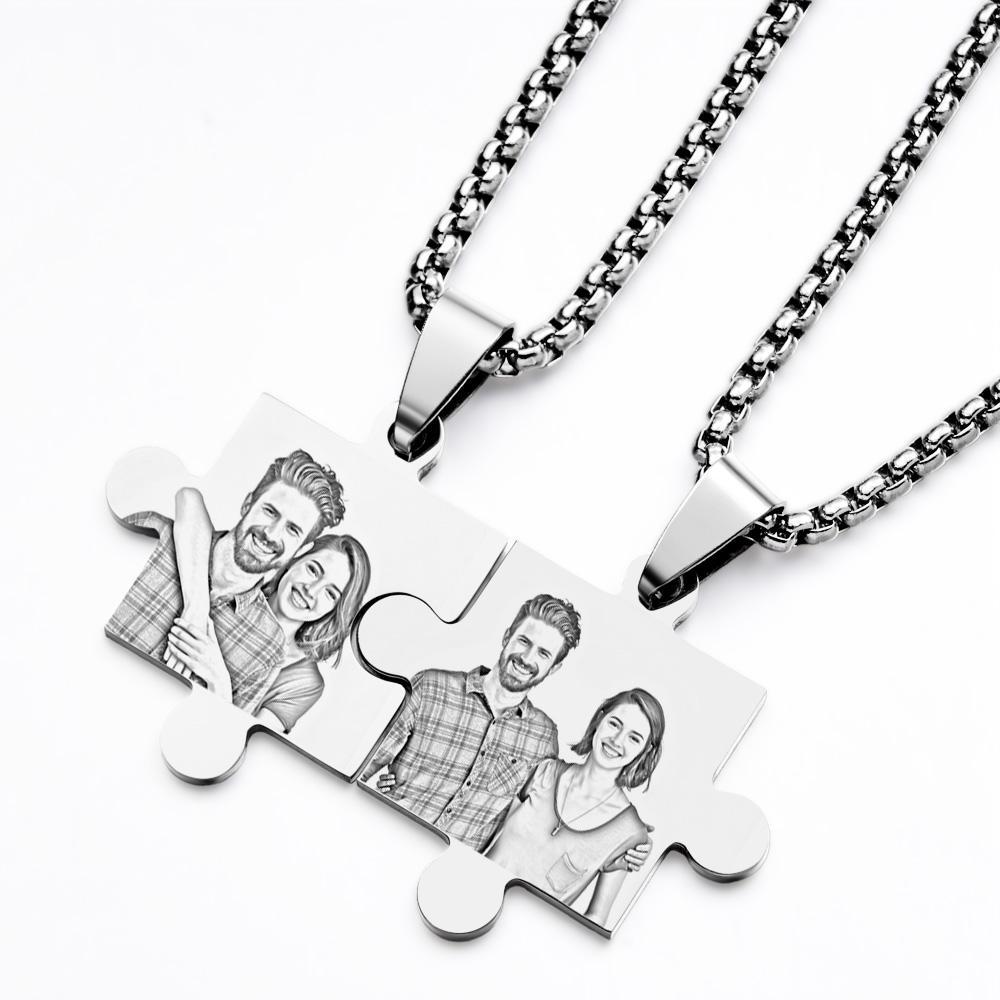 Together Forever Puzzle Necklace Couples Set Calendar Necklace Save The Date Gift for Him and Her - soufeelus