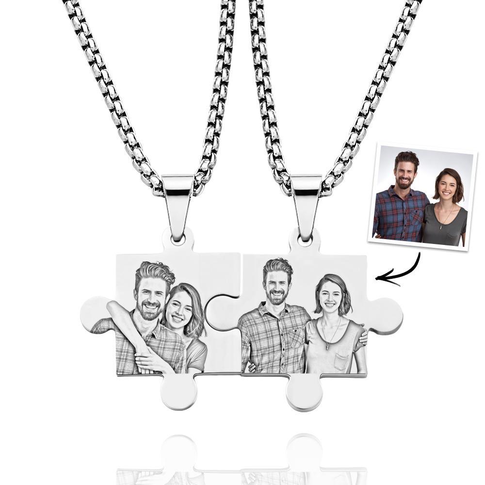 Together Forever Puzzle Necklace Couples Set Calendar Necklace Save The Date Gift for Him and Her - soufeelus
