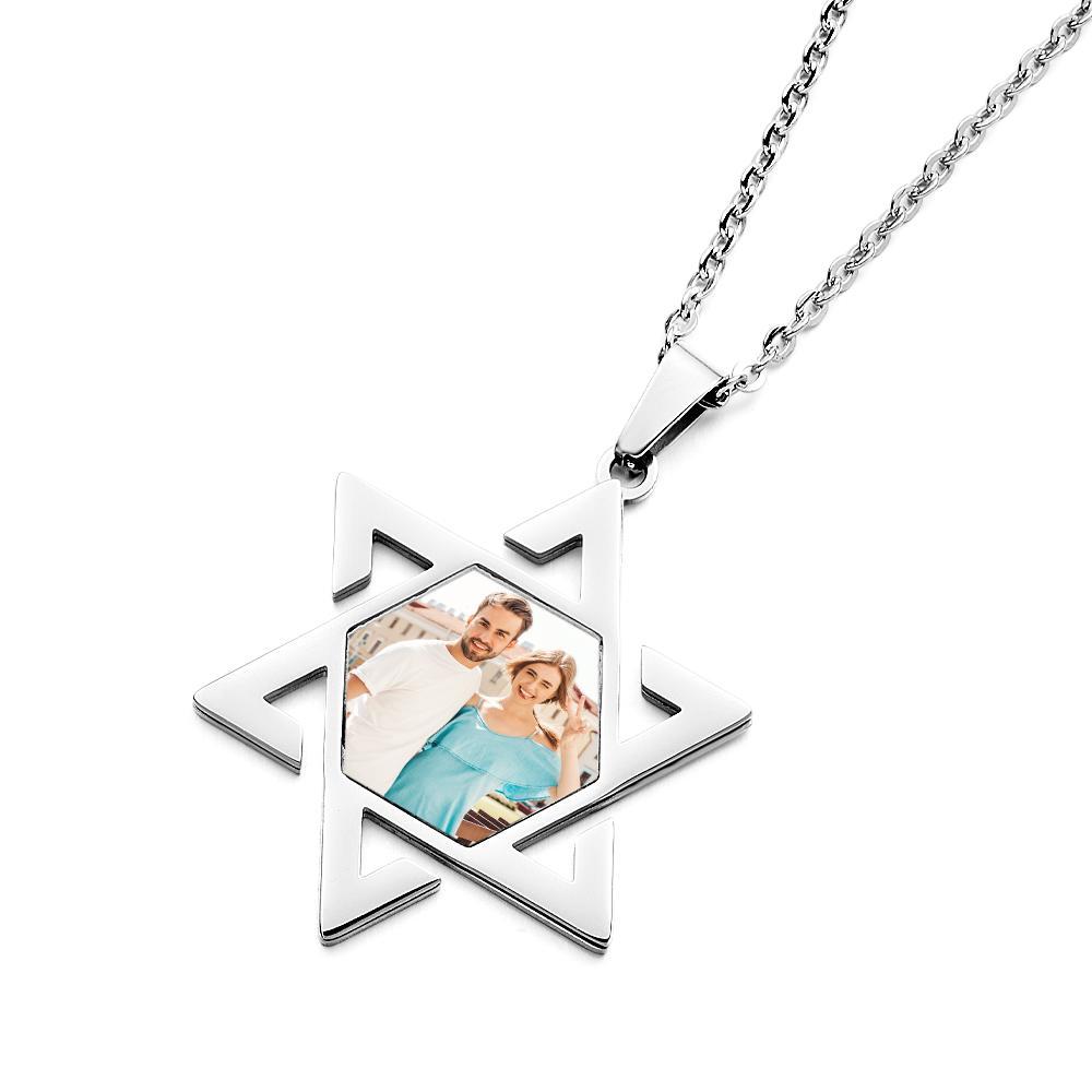 Star of David Necklaces for Women Men's Stainless Steel Jewelry Best Friend Gift Custom Necklace with Picture - soufeelus