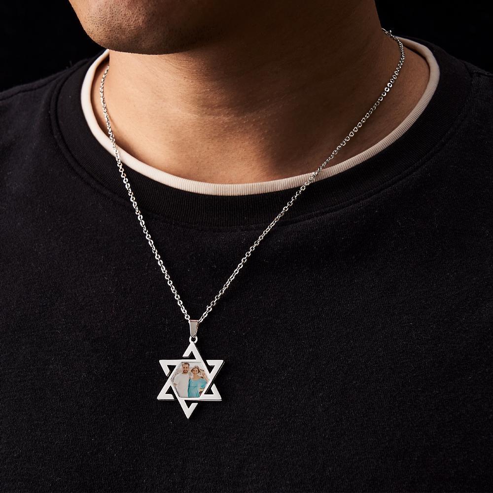 Star of David Necklaces for Women Men's Stainless Steel Jewelry Best Friend Gift Custom Necklace with Picture - soufeelus