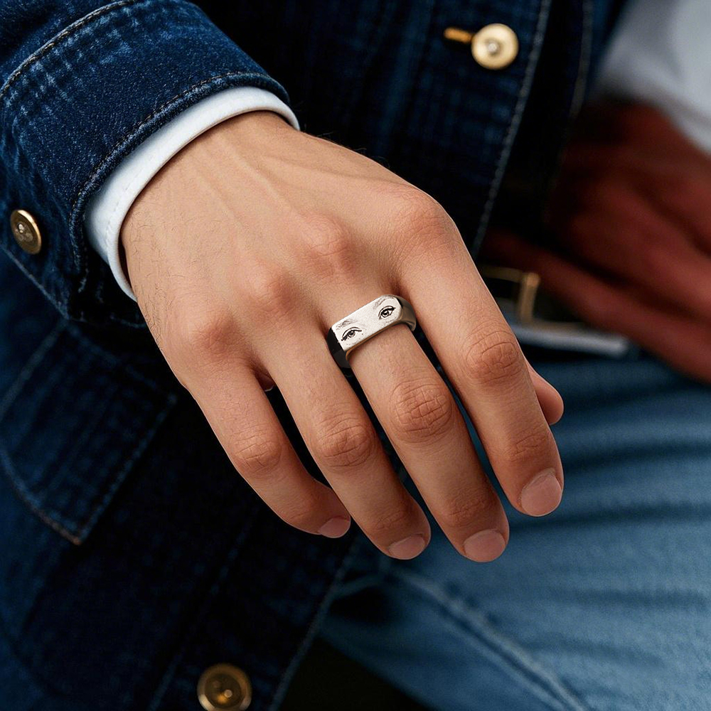 Eyes Engraved Ring Custom Engraved Ring Gift Unique Gift - soufeelus