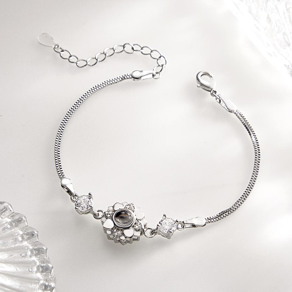 Custom Photo Projection Bracelet Flower Romantic Commemorate Gifts for Girlfriend - soufeelus