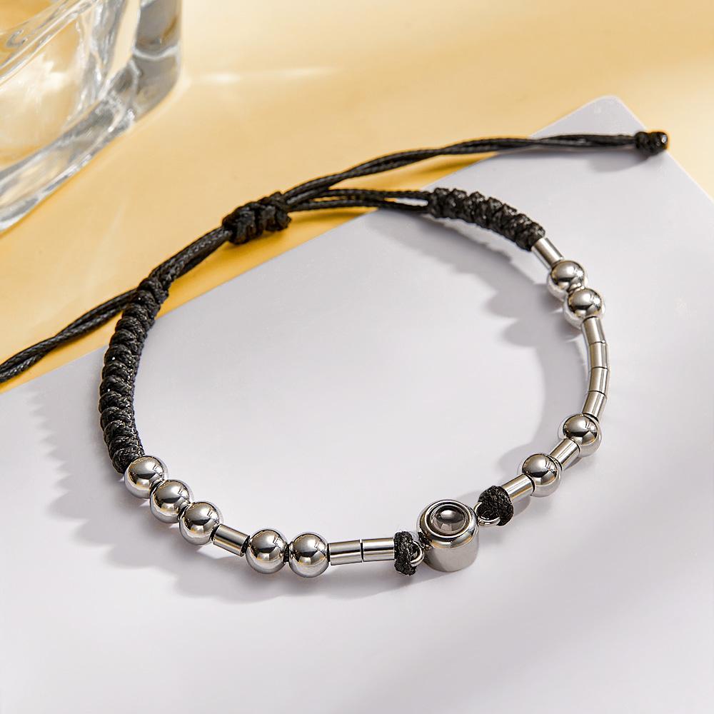 Personalized Photo Projection Adjustable Bracelet Simple Bead Bracelet Gifts For Her - soufeelus