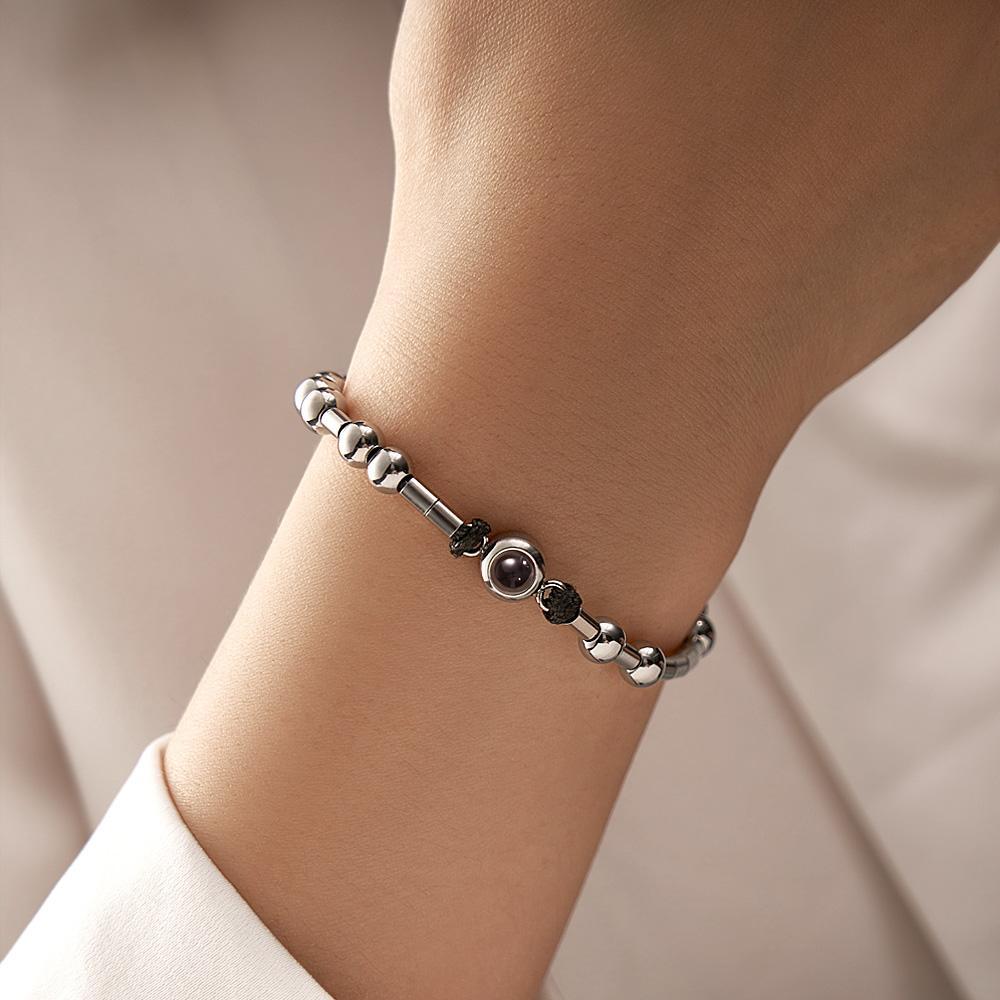 Personalized Photo Projection Adjustable Bracelet Simple Bead Bracelet Gifts For Her - soufeelus