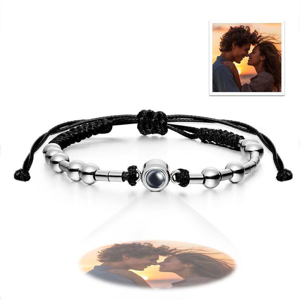 Personalized Photo Projection Adjustable Bracelet Simple Bead Bracelet Gifts For Her - soufeelus