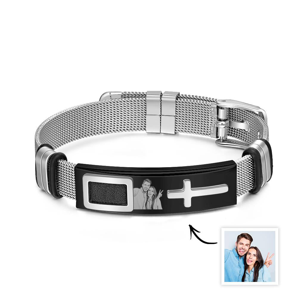 Custom Photo Bracelet Hip Hop Creative Cross Gift for Him - soufeelus