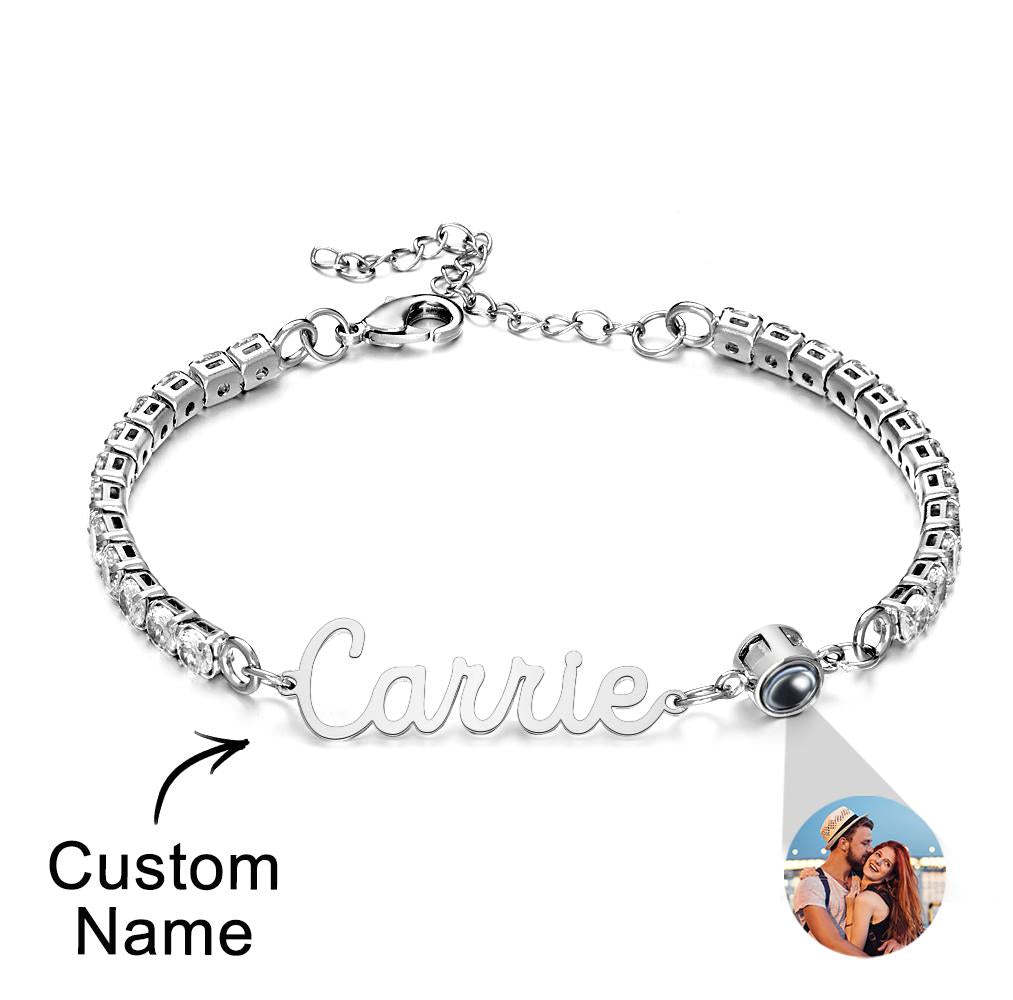 Custom Name Tennis Bracelets Projection Unique Gifts for Girl - soufeelus