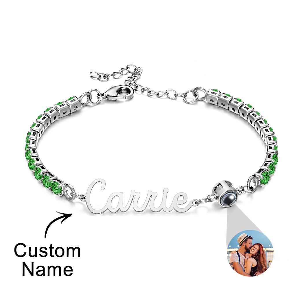 Custom Name Tennis Bracelets Projection Unique Gifts for Girl - soufeelus