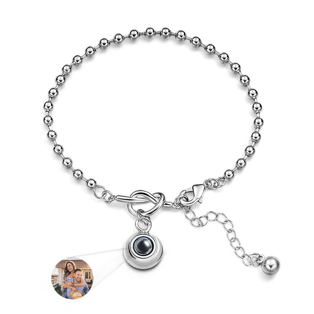 Custom Photo Projection Bracelet with Round Bead Stylish Present for Important Person