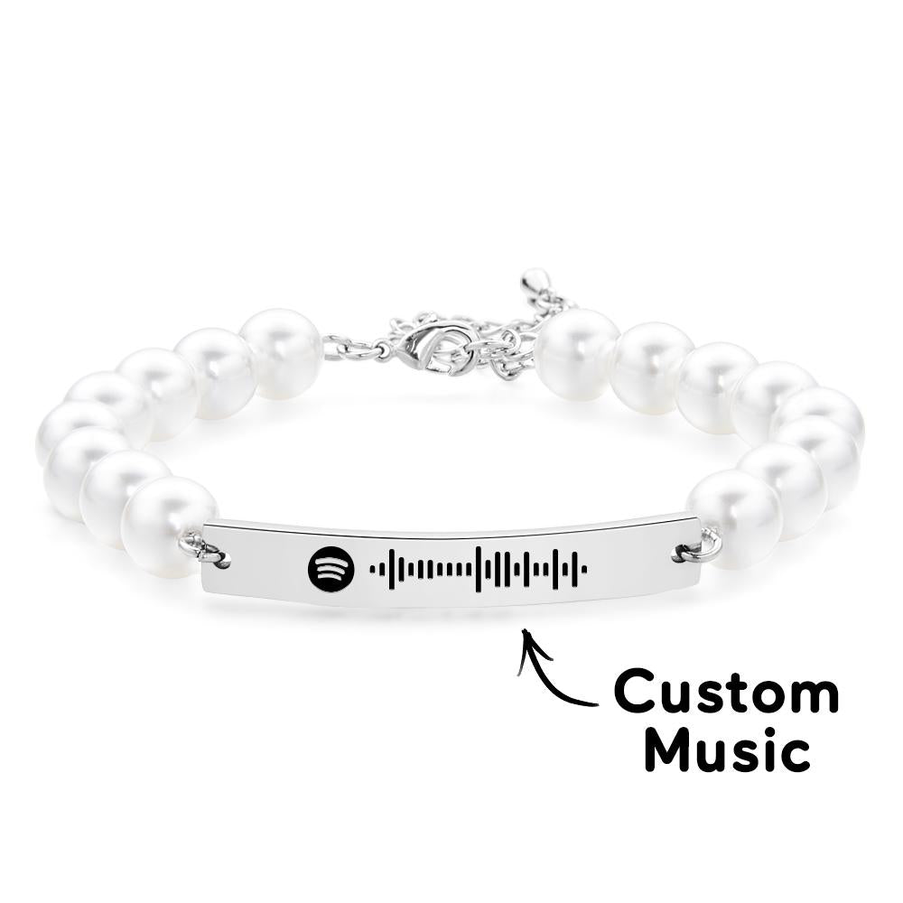 Custom Scannable Spotify Code Bracelet Pearl Love Gift - soufeelus