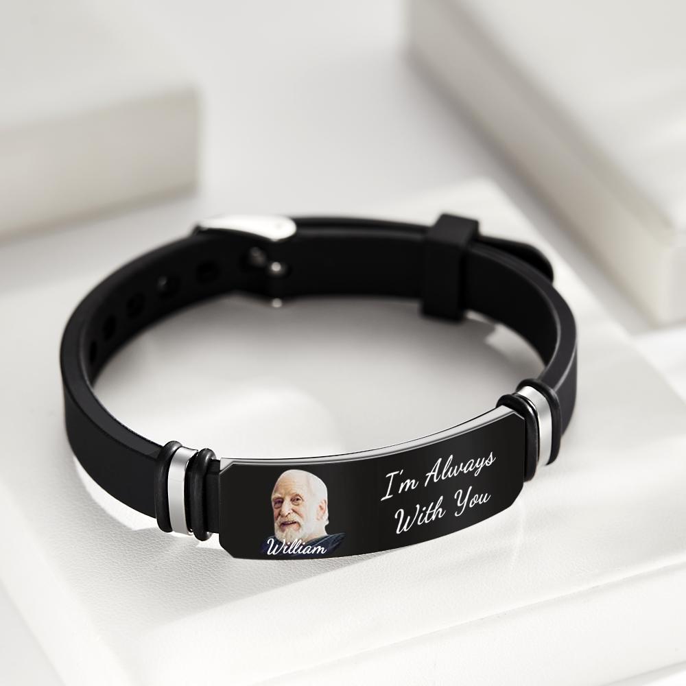 Men's Bracelet Custom Photo Memorial Bracelet Engraved Commemorate Photo Memory Gifts - soufeelus