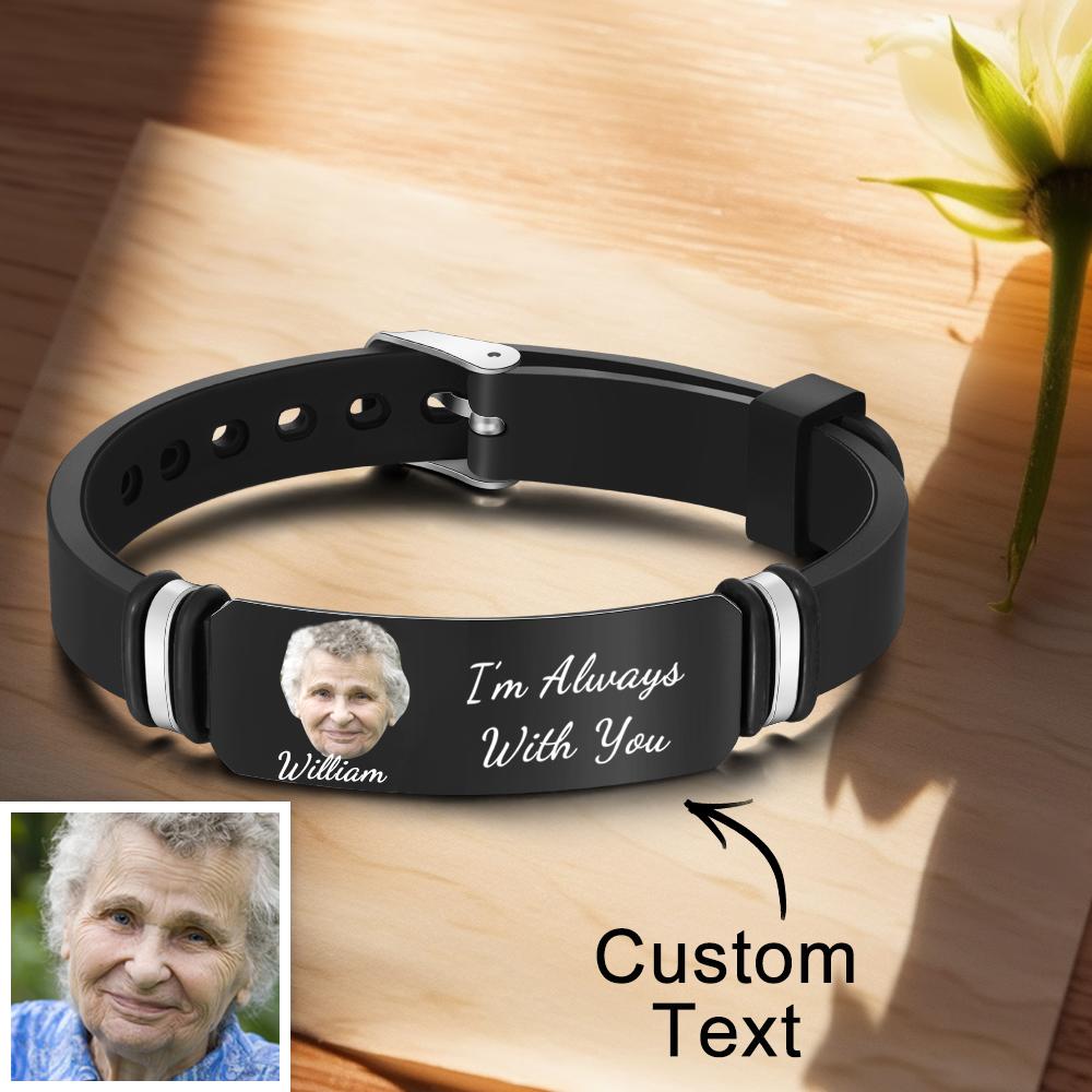 Men's Bracelet In Memory Of Mother Custom Photo Memorial Bracelet Engraved Gifts - soufeelus