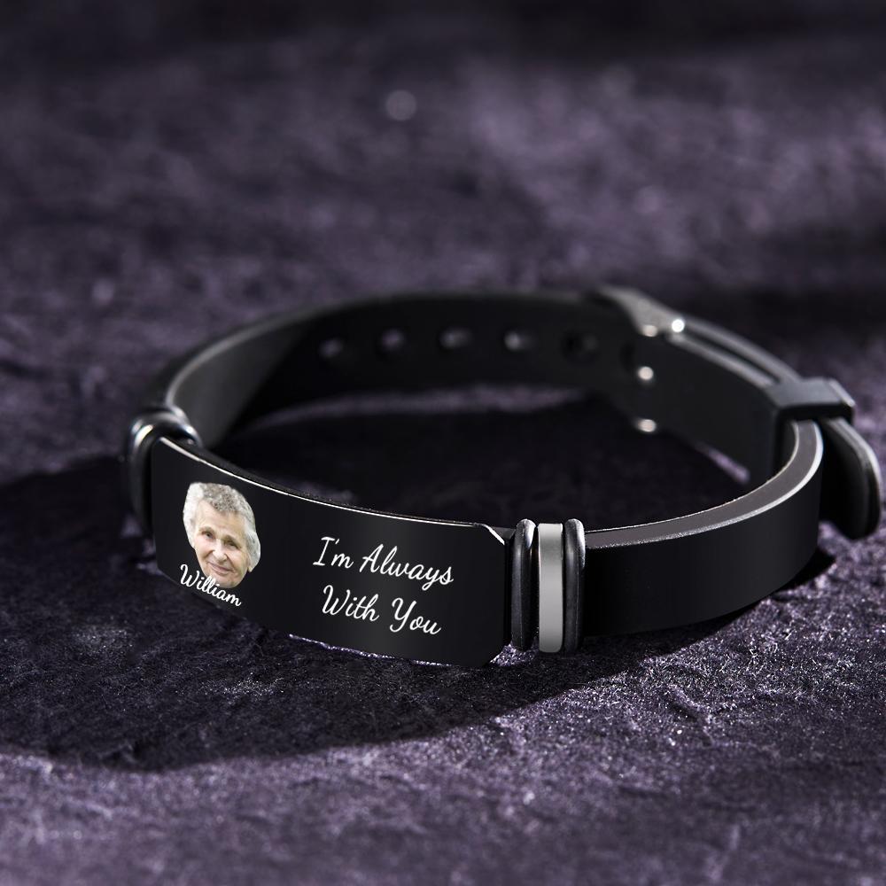 Men's Bracelet In Memory Of Mother Custom Photo Memorial Bracelet Engraved Gifts - soufeelus