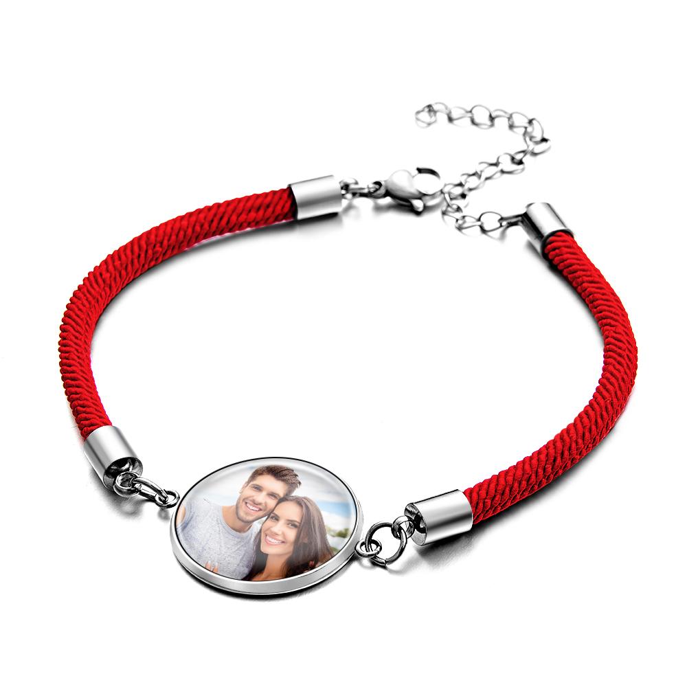 Portrait Commemorative Bracelet Personalized Custom Photo on Front Couples Photo Bracelet Gift for Him Family Friends - soufeelus