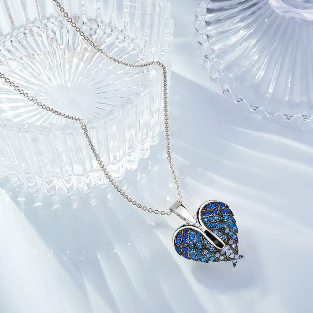 Custom Projection Necklace Wing Heart-shaped Wings Pendant Necklace Gift for Her - soufeelus