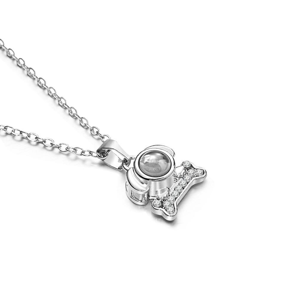 Custom Photo Projection Lovely Dog Bone Necklace Trendy Gift for Pet Lover - soufeelus