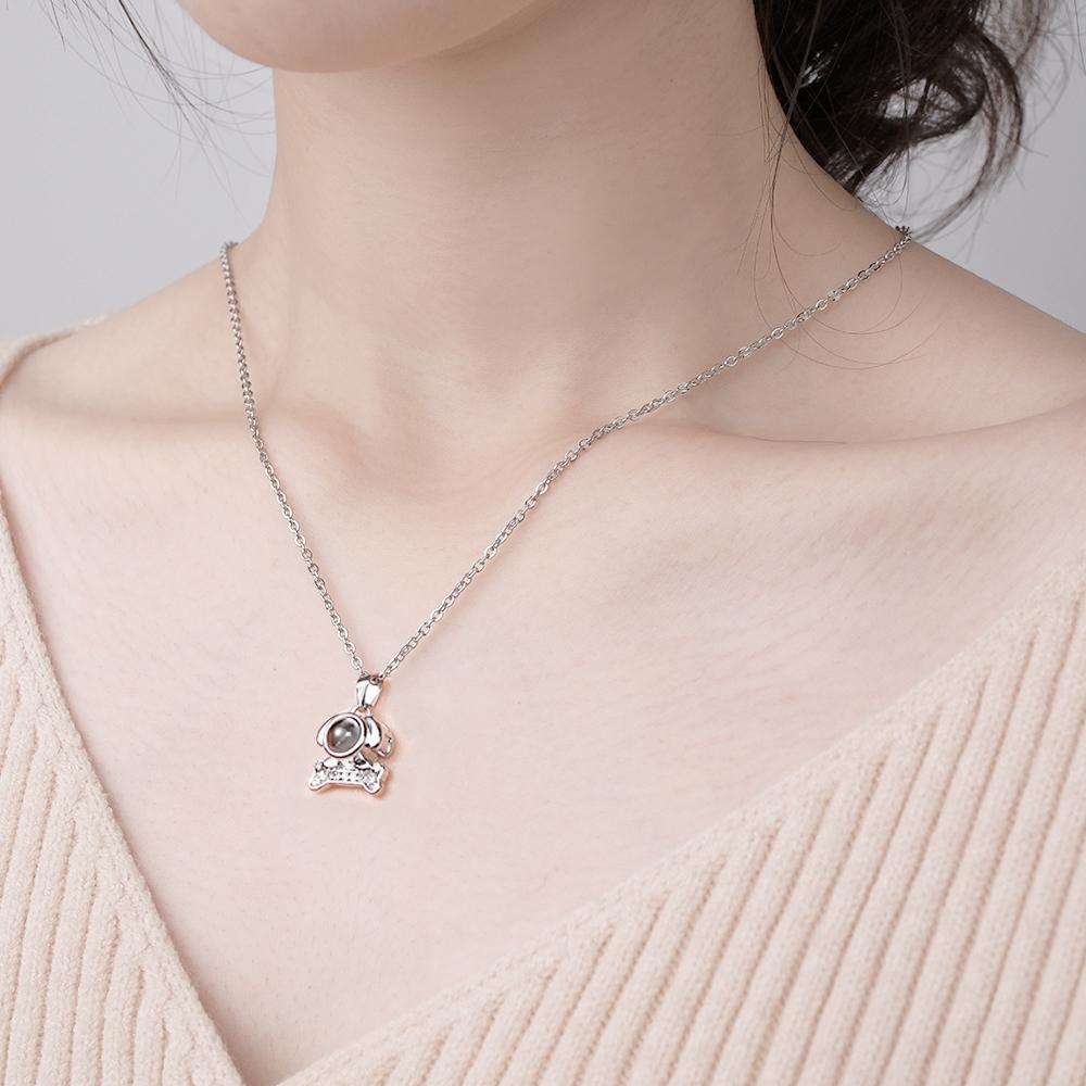 Custom Photo Projection Lovely Dog Bone Necklace Trendy Gift for Pet Lover - soufeelus