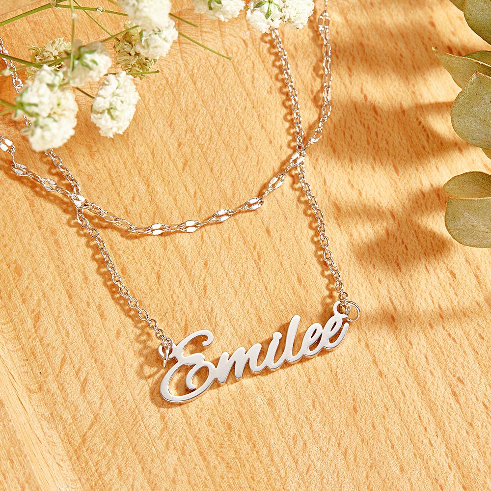 Layered Custom Necklace Personnalized Name Necklace Anniversary Gifts for Her - soufeelus