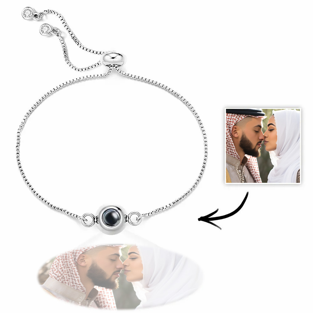 سوار إسقاط الصور، سوار شخصي قابل للتعديل، هدية رائعة للذكرى السنوية لها