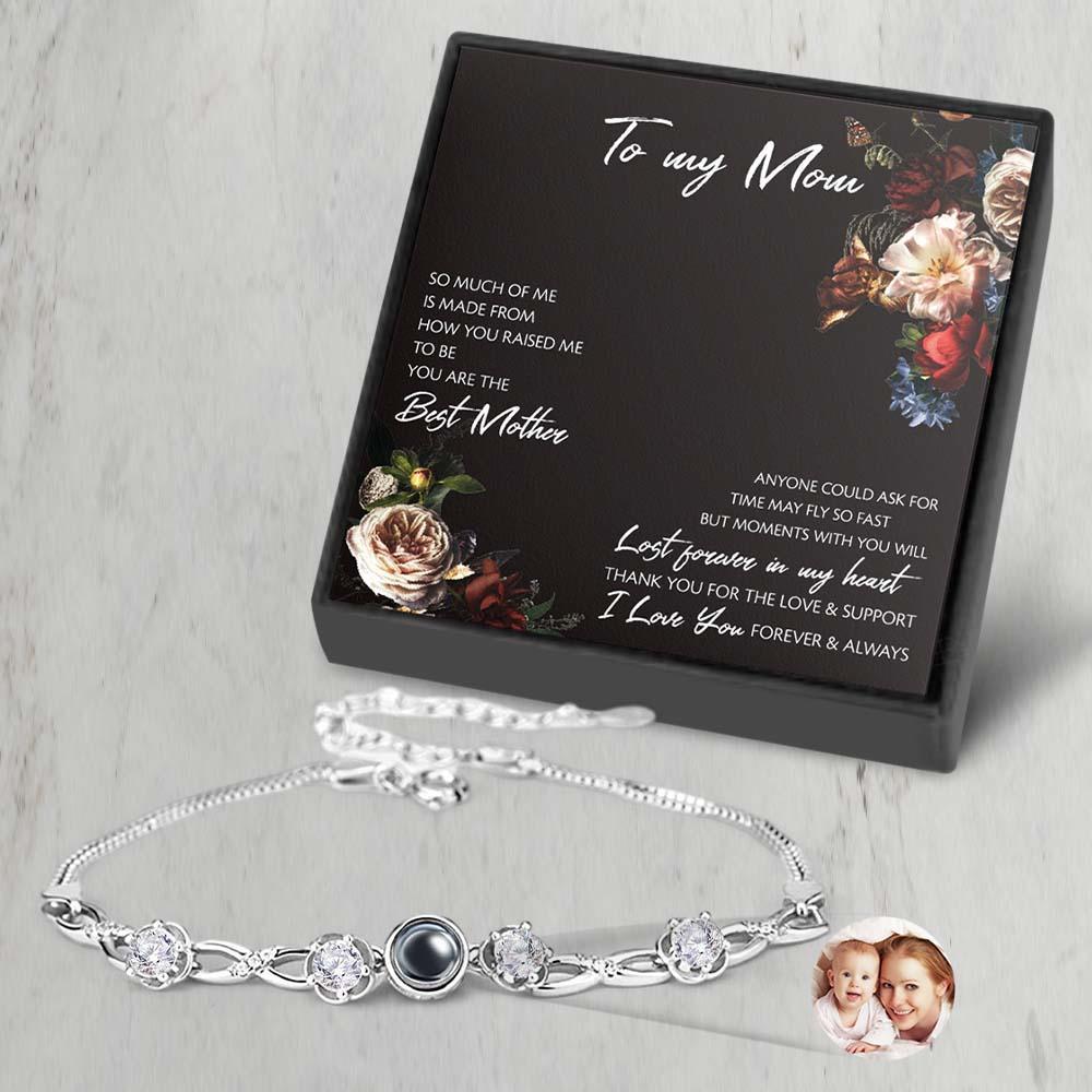 Personalized Photo Projection Bracelet with Diamonds Beautiful Gift for Mom Best Mother's Day Gift - soufeelus
