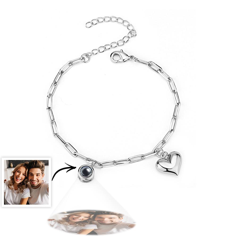 Personalized Photo Projection Bracelet with Heart Creative Gift