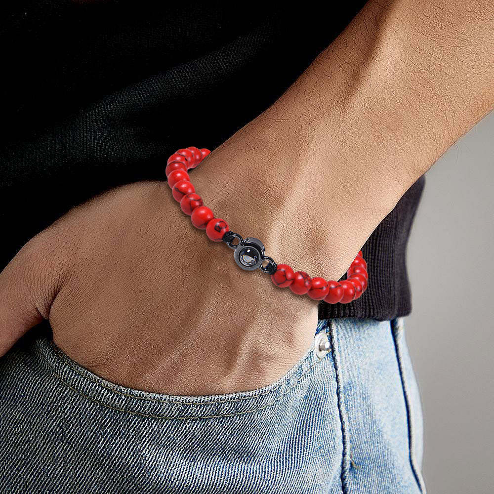 Custom Photo Projection Bracelet Men's Bracelet Jewelry Gift for Boyfriend Husband Dad - soufeelus