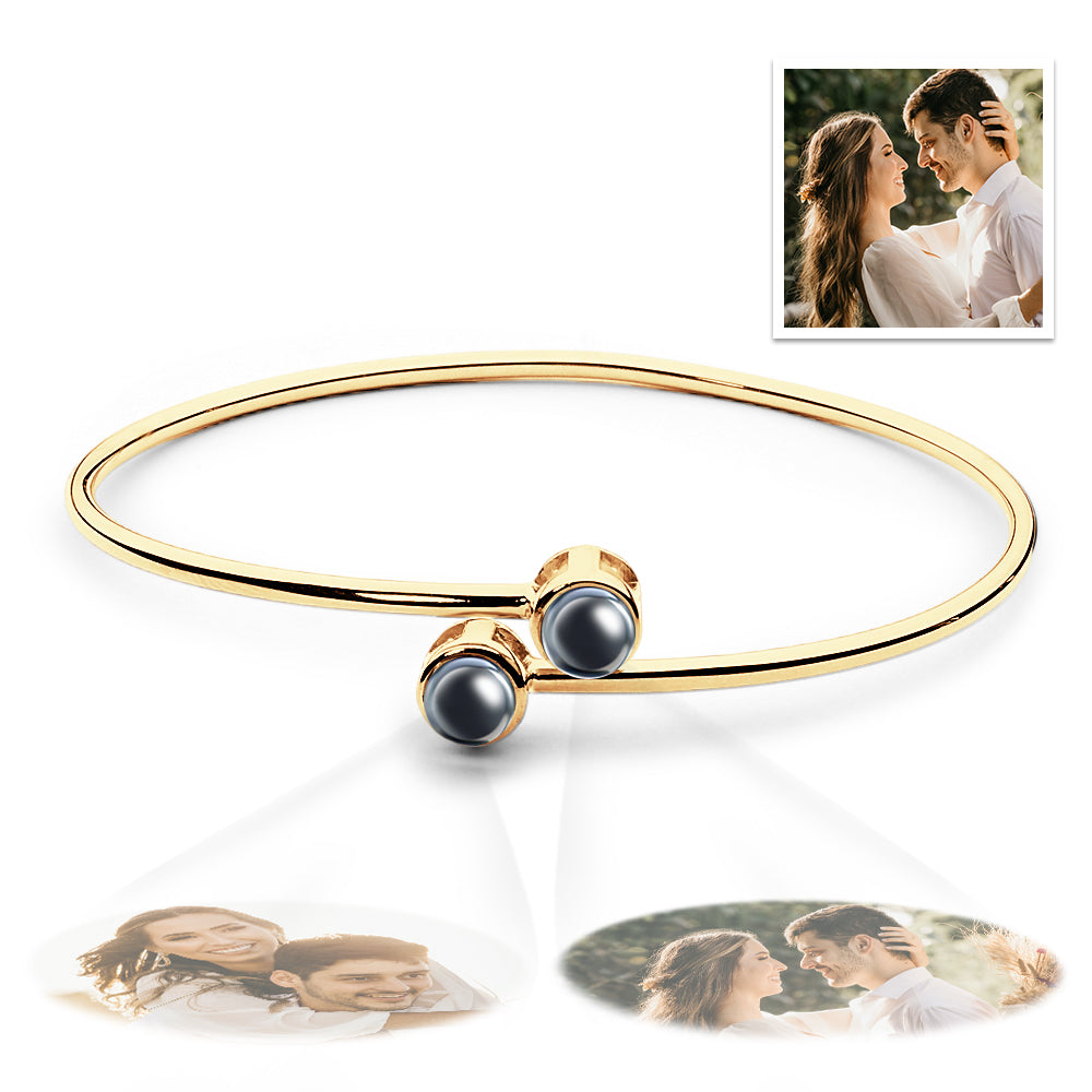 Custom Two Photos Projection Bracelet Personalized Picture Inside Bracelet Keepsake Jewelry - soufeelus
