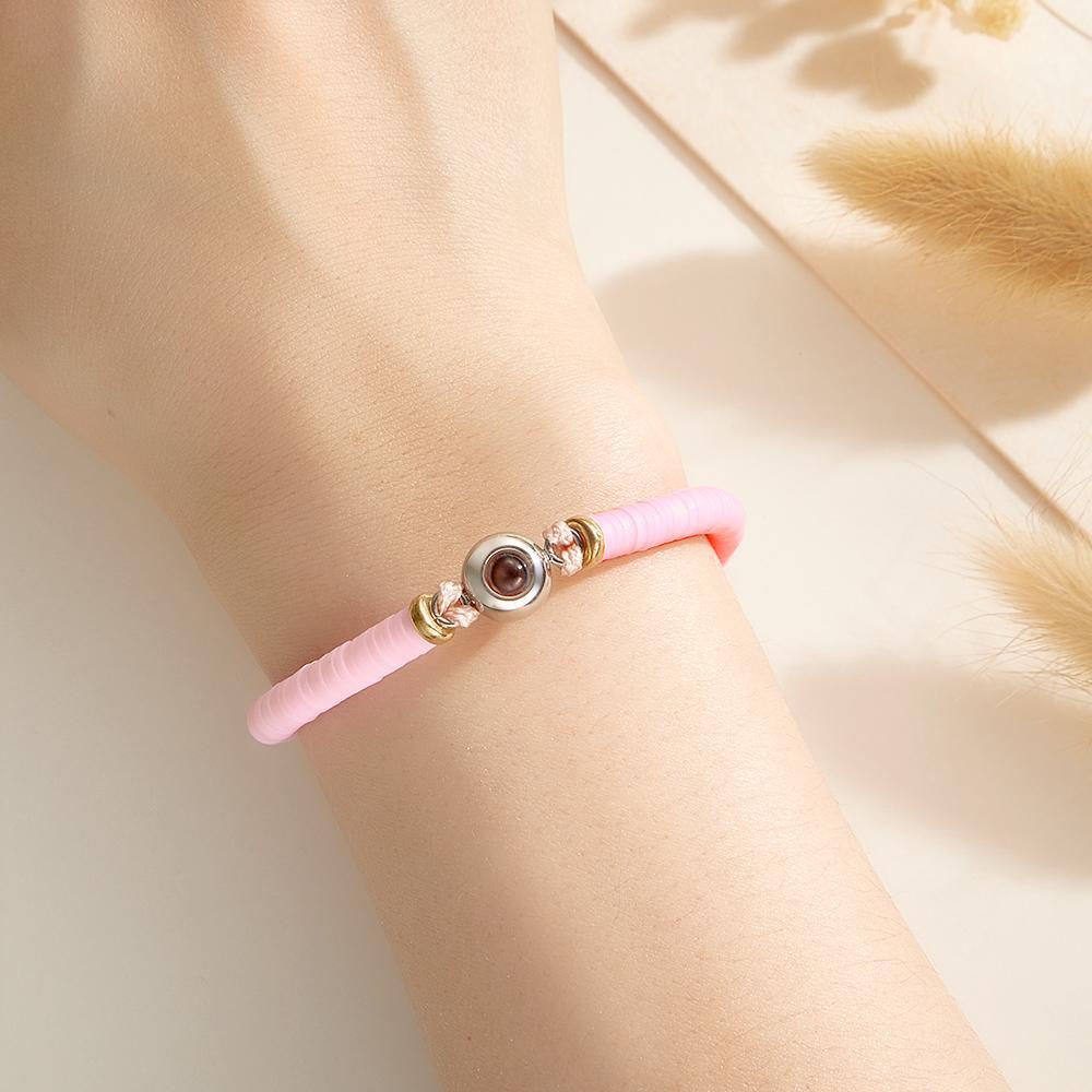 Custom Photo Projection Bracelet Pink Tender Gift for Her - soufeelus