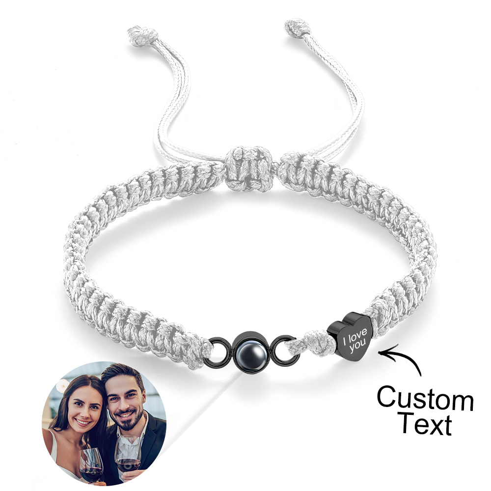 Custom Photo Projection Bracelet Heart Couple Gift