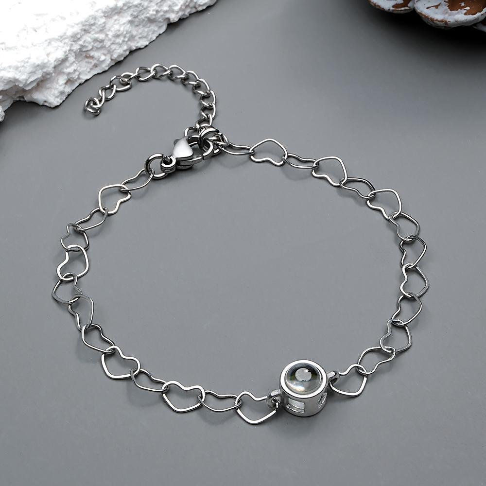 Custom Projection Bracelet Heart Chain Unique Gift for Her - soufeelus