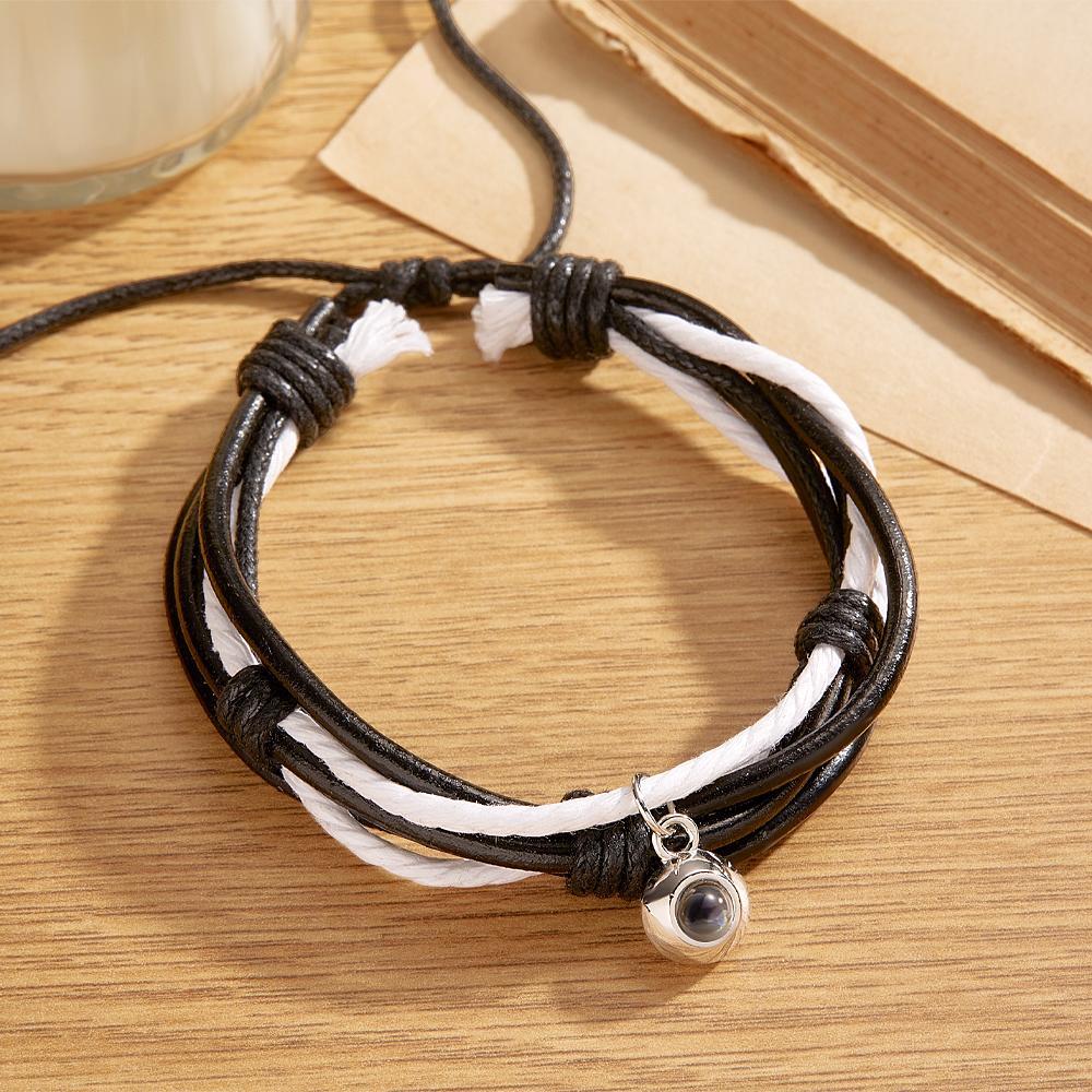 Custom Projection Bracelet Cord Braiding Gift for Him - soufeelus