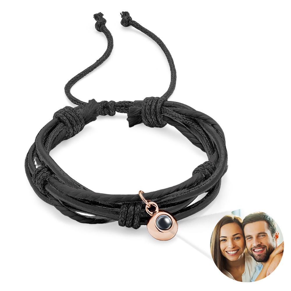 Custom Projection Bracelet Cord Braiding Gift for Him - soufeelus