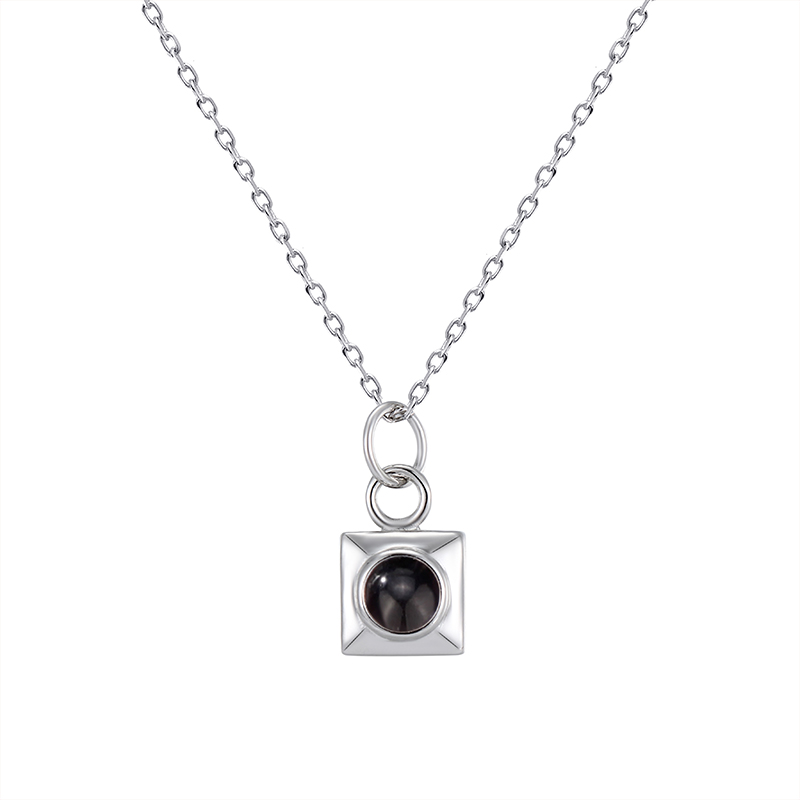 Personalized Projection Picture Necklace With Square Pendant Christmas Gift For Men - soufeelus