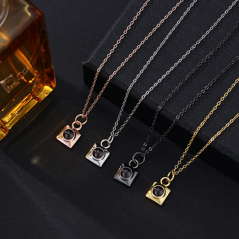 Personalized Projection Picture Necklace With Square Pendant Christmas Gift For Men - soufeelus
