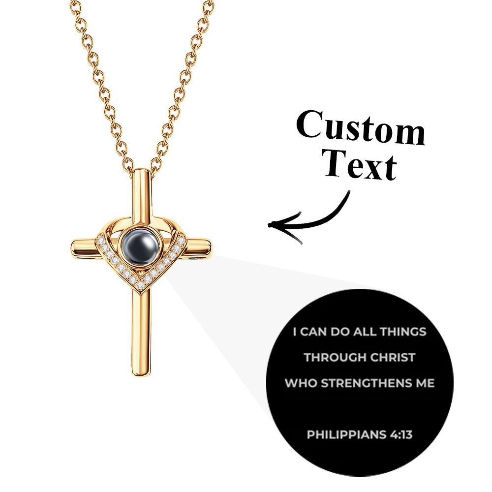 Bible Verse Cross Projection Necklace