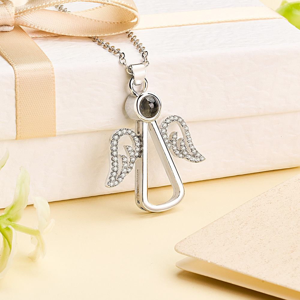 Angel Photo Necklace Personalised Projection Necklace Mother's Day Gifts - soufeelus