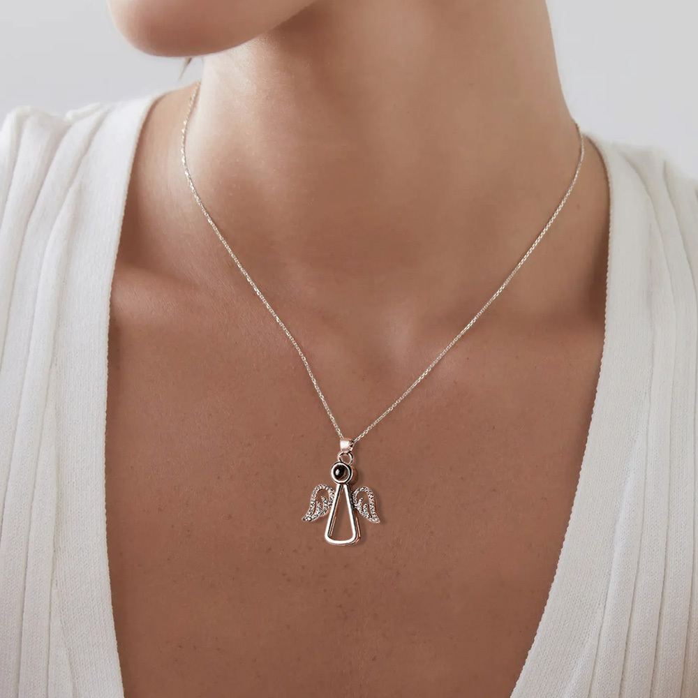 Angel Photo Necklace Personalised Projection Necklace Mother's Day Gifts - soufeelus