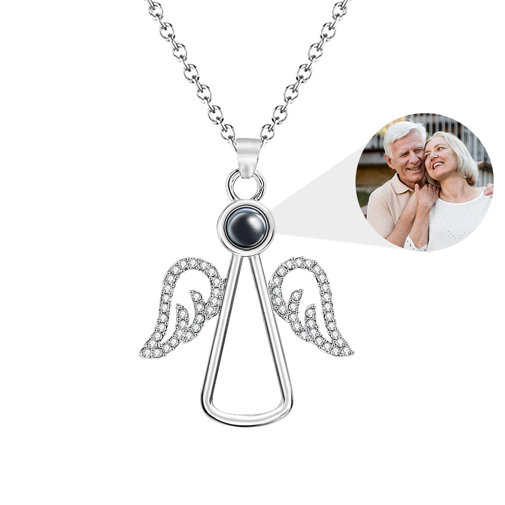 Personalized Angel Photo Necklace Projection Necklace Christmas Gifts