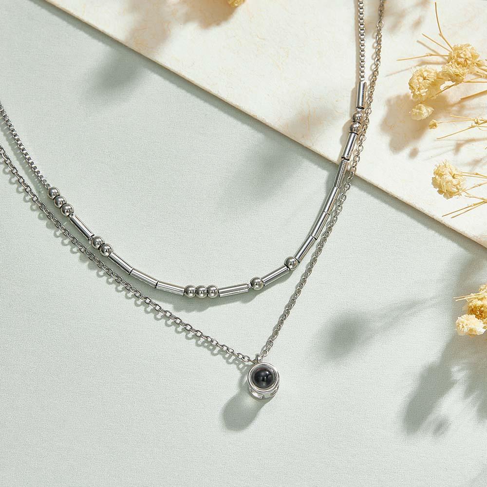 Morse Code Projection Layered Necklace Personalized Necklace Custom Secret Message Gift - soufeelus