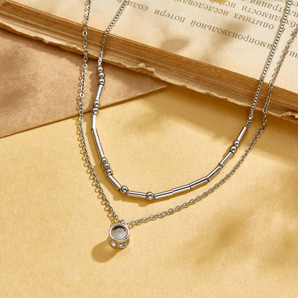 Morse Code Projection Layered Necklace Personalized Necklace Custom Secret Message Gift - soufeelus